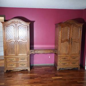 French Provincial Double Wardrobe with Vanity by Hickory