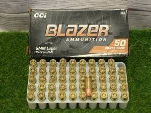 50 Rounds 9mm 115GR Ammo Ammunition