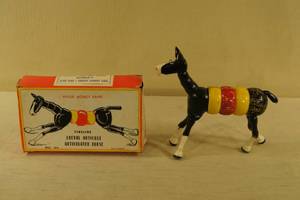 lot 16 image: Antique Tirelire Ariculated Horse Wood Money Bank - France