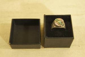 lot 53 image: Sterling Silver Artisan Ring with Abalone Inlay