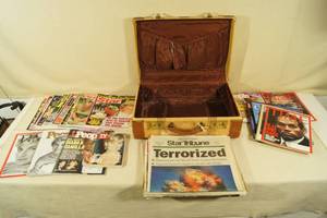 lot 93 image: Antique Suitcase with Historical Newspapers and Magazines