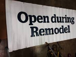 lot 26 image: Large Open During Renovation Sign