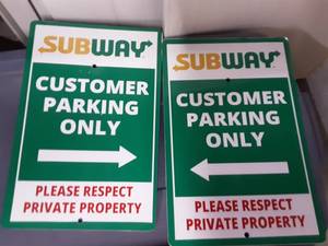 lot 27 image: 2-Customer Parking SUBWAY Signs