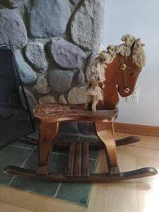 lot 15 image: Vintage Wood Rocking Horse