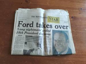 lot 102 image: Friday August 9th 1974 Minneapolis Star Ford Takes Over News Paper