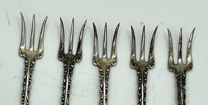 lot 40 image: Set of Five Sterling Silver Relish or Pickle Forks