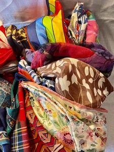 lot 66 image: Silk, Cotton and Wool Scarves