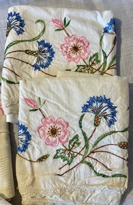 lot 91 image: Knit and Embroidered Pillow Cases