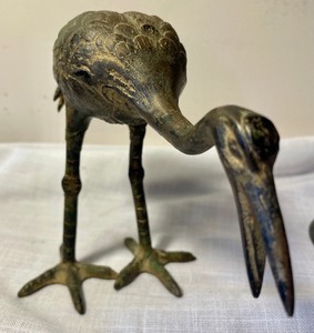lot 96 image: Two Vintage Metal Bird Figurines