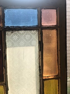 lot 150 image: Beautiful Multi Colored Stain Glass Framed Window