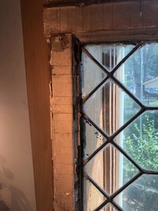 lot 152 image: Large Transom Clear Leaded Glass Window