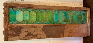lot 201 image: Antique Gorgeous Stained Glass Railroad Car Window