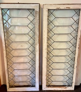lot 203 image: Pair of Beautiful Vintage Lead Glass Windows