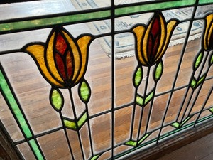 lot 134 image: Art Deco Style Leaded Glass Window