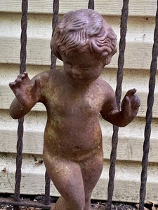 lot 137 image: Metal Architectural Piece and a Metal Angel