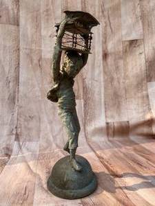 lot 278 image: Vintage Metal Boy and Chicken Cage Statue