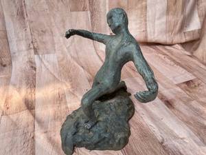 lot 285 image: Kneeling Man Metal Statue
