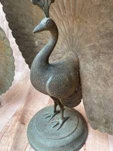 lot 291 image: 2 Decorative Metal Peacocks