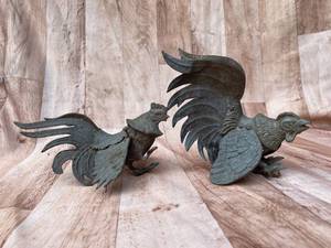 lot 296 image: Two Ornate Metal Chickens
