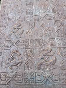 lot 308 image: 2 Vintage Metal Panels with Angel Motif Fireplace Fire Back 