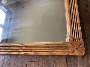 lot 340 image: Vintage Wall  Mount Mirror With Wooden Frame