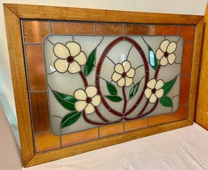lot 350 image: Floral Themed Stained Glass Window
