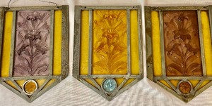 lot 374 image: 3 Stained Glass Art Pieces