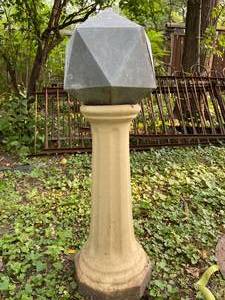 lot 341 image: Plaster Pedestal Stand with Metal Sphere
