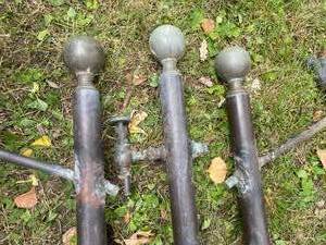 lot 421 image: 3 Vintage L.M.R. Brass Stands With Toppers