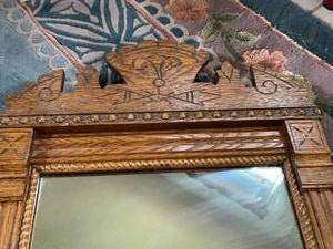 lot 437 image: Vintage Ornate Wooden Wall Mirror