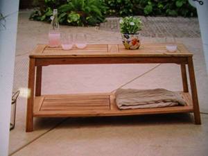 Brown Wooden Patio Coffee Table re...