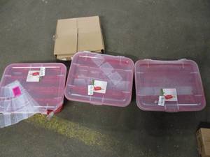 3 Plastic Storage Bins with cracke...
