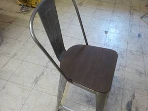 Galvanized Bar Stool with Wood Seat...
