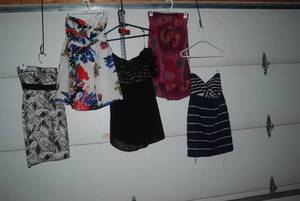 5 strapless dresses size Small...