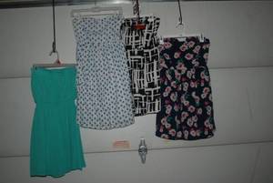 4 strapless dresses size Small...