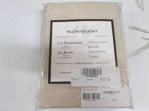 lot 79 image: 2 king size pillow shames, ivory...