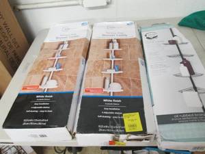 lot 248 image: 3 tension pole shower caddys open b...