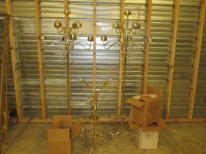lot 276 image: 2 tall brass candleabras, over 57...