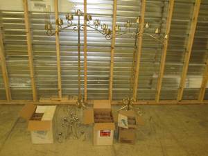 lot 278 image: 5 5tall brass candelabras, 7 candl...