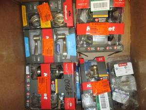 lot 294 image: Box of door knobs and handles, open...