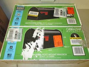 lot 316 image: 2 Medium black mailbox, open box ...