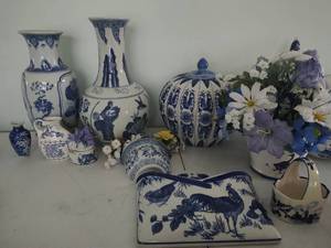 lot 348 image: Collection Of Blue And White Style Decor