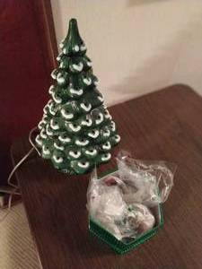 lot 6 image: Ceramic Christmas Tree with Box of Accessories
