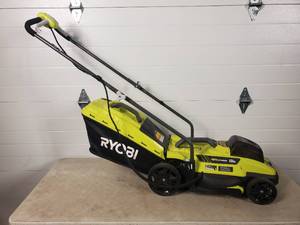 lot 41 image: Ryobi 18 Volt Lithium Ion Battery Lawn Mower
