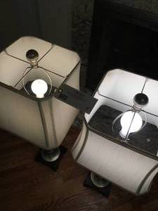 lot 8 image: Set of Silver and Black Marble Lamps