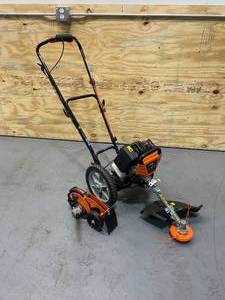 lot 32 image: POWERMATE 43 cc Gas Wheeled String Trimmer Plus Edger Attachment Combo Kit (2-Tool)