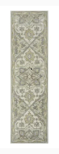 lot 80 image: ALLEN  ROTH Brookford 2 x 8 Ivory Soft Green Indoor Medallion Oriental Handcrafted Runner