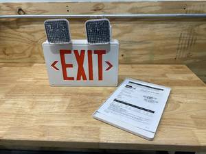 lot 84 image: LUMAPRO Number of Faces 2, LED, Exit Sign with Emergency Lights, White, Plastic, Letter Color Red
