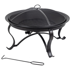 lot 98 image: HAMPTON BAY Sadler 30 in. x 19 in. Round Steel Wood Burning Fire Pit in Rubbed Bronze
