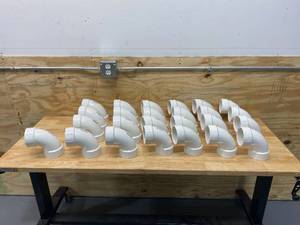 lot 113 image: GRAINGER APPROVED Lot of 25-  PVC Elbow, 90 Degrees, Hub, 3 in Pipe Size - Pipe Fittings